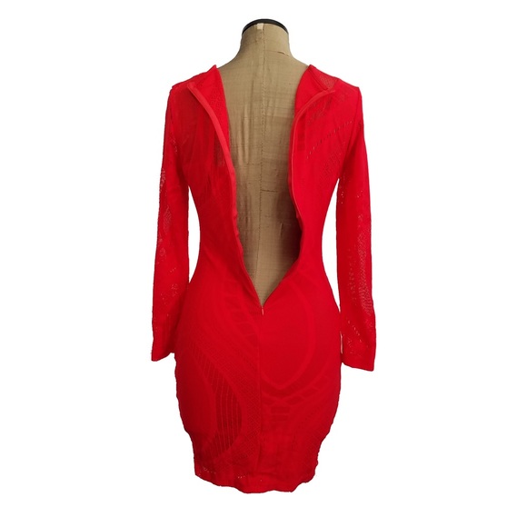 -NEW- Boutique Bodycon stretchy red club dress - Picture 5 of 8